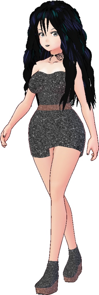 Little Black Dress VROID textures Body + Pencil Skirt + Shoes