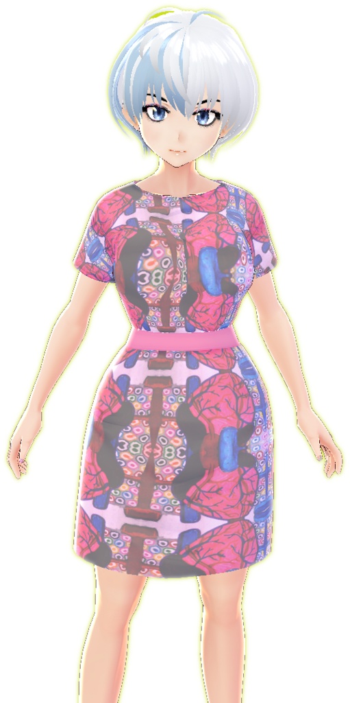 Bright Pink Brain belted dress set VROID textures