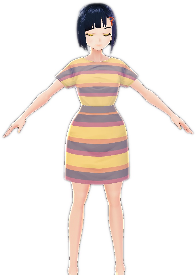 Retro Stripes Belted Dress VROID textures