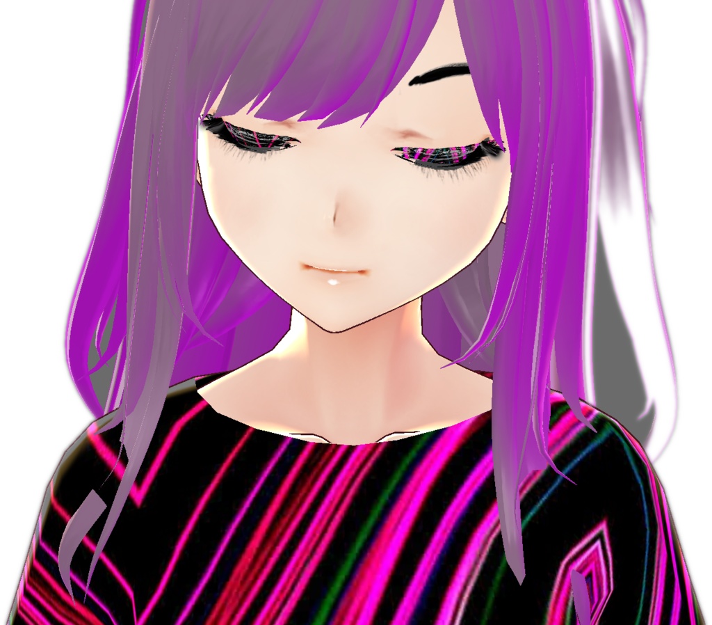 Neon Stripes Belted Dress VROID textures set