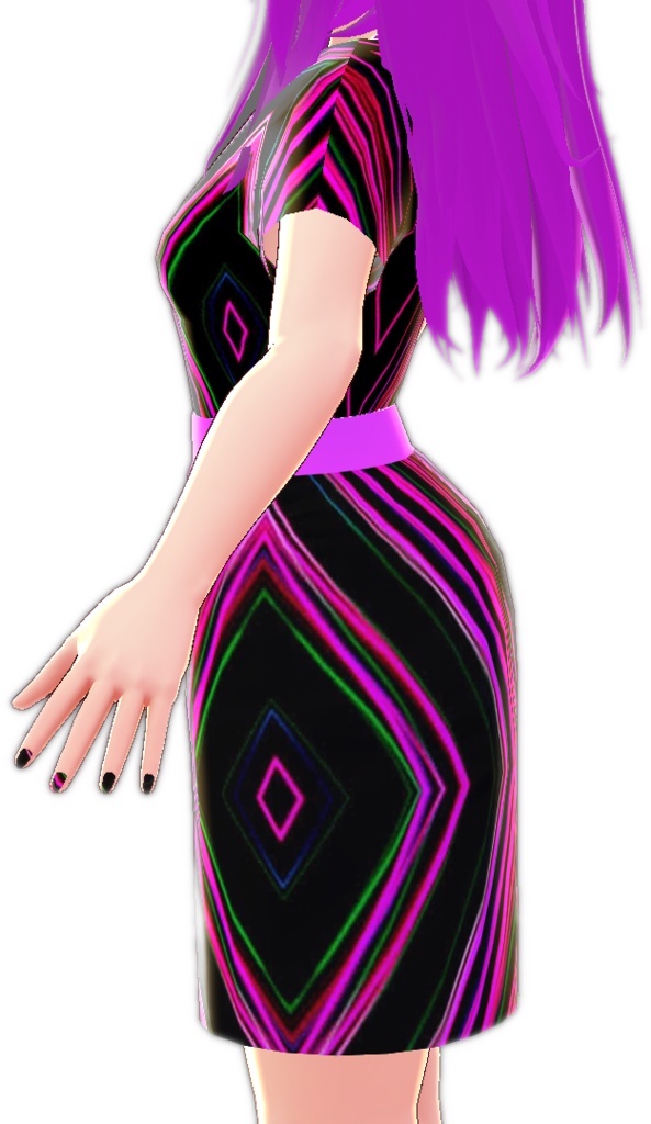Neon Stripes Belted Dress VROID textures set