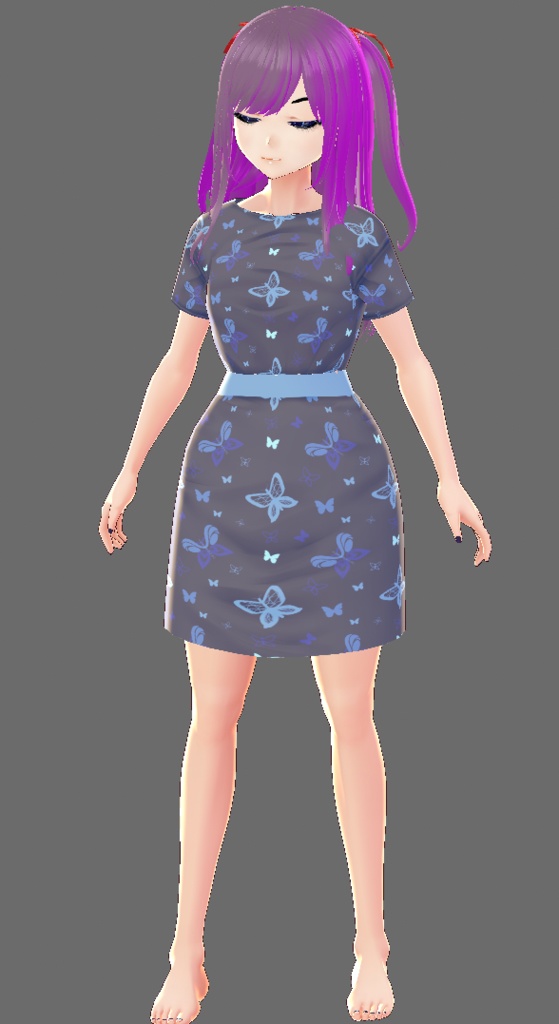 Butterfly Belted Dress set VROID textures