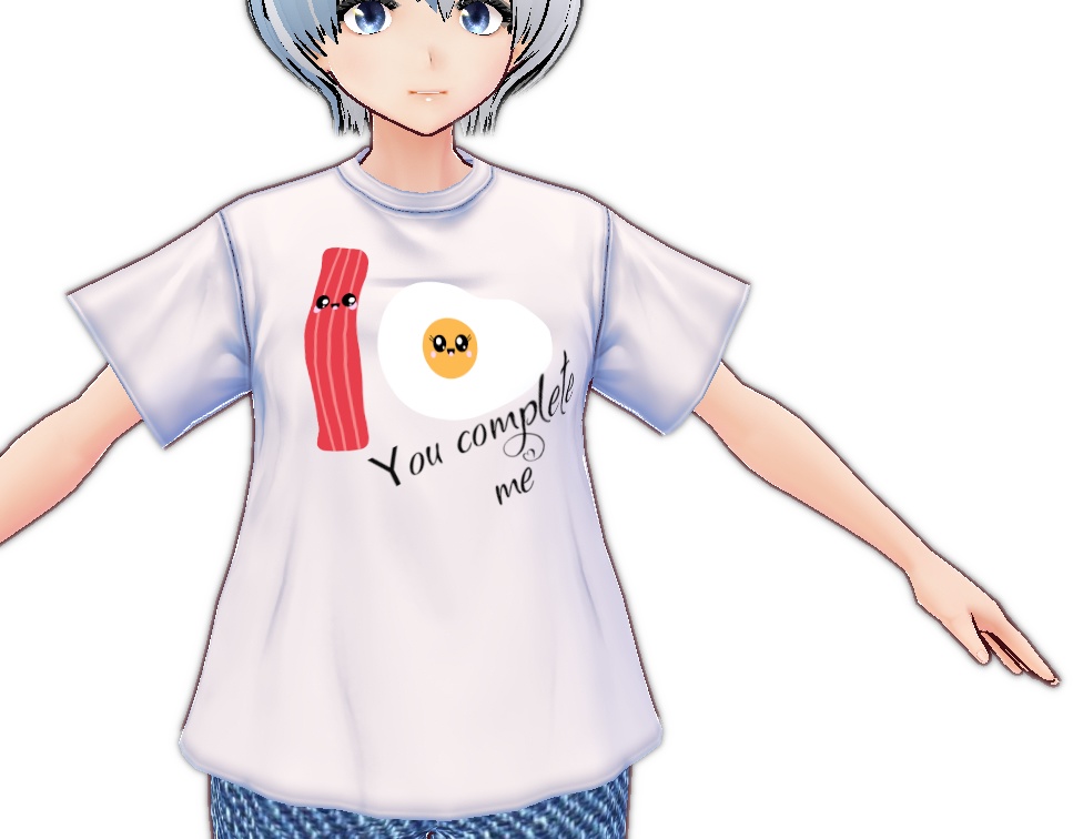 Kawaii Bacon and Egg "You complete me" VROID textures