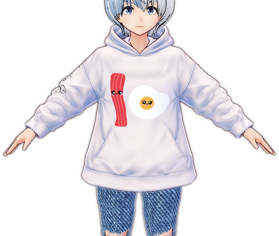 Kawaii Bacon and Egg "You complete me" VROID textures