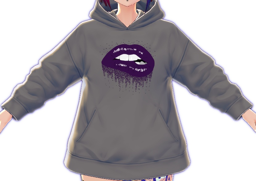 Dark Purple Biting Lips 3 piece VROID textures