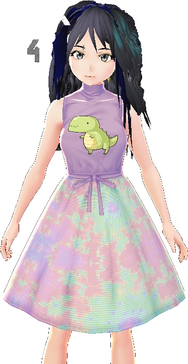 Kawaii Dinosaur Dress VARIATIONS VROID textures