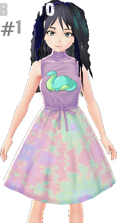Kawaii Dinosaur Dress VARIATIONS VROID textures