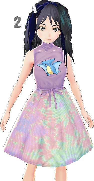 Kawaii Dinosaur Dress VARIATIONS VROID textures