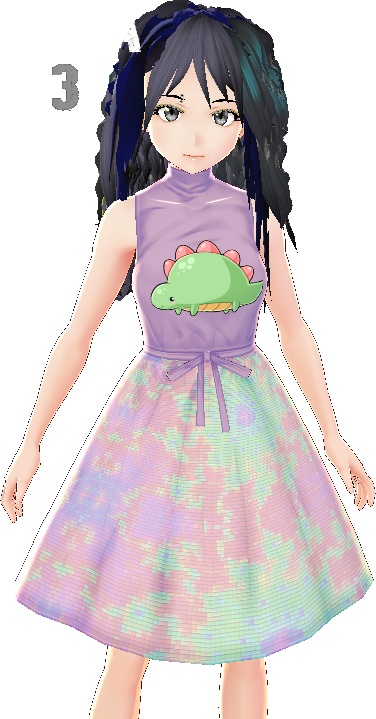 Kawaii Dinosaur Dress VARIATIONS VROID textures