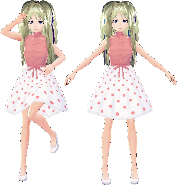 Polka Dot Dress with Face Hearts VROID texture