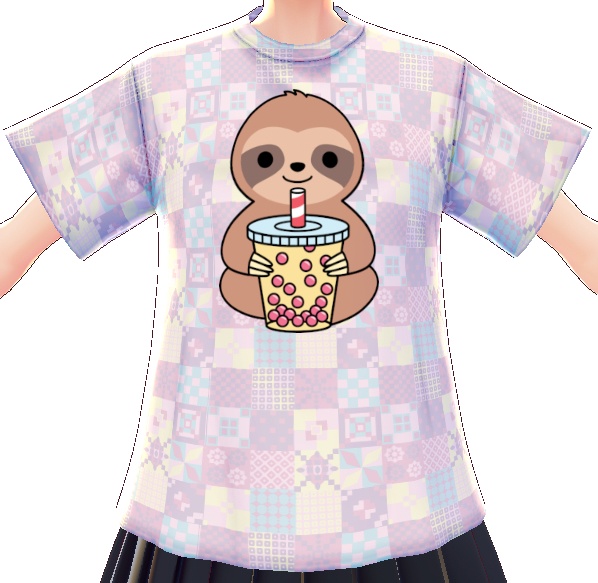 Kawaii Sloth with Boba 3 piece VROID textures