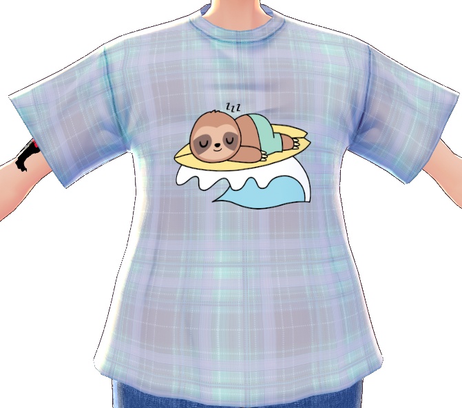 Kawaii Sloth Sleepy Surfer 3 piece VROID set