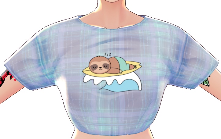 Kawaii Sloth Sleepy Surfer 3 piece VROID set