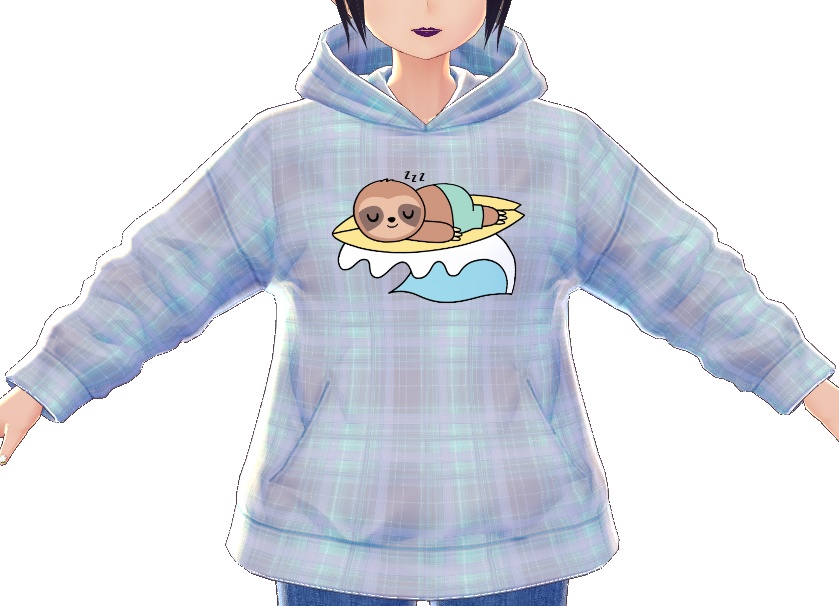 Kawaii Sloth Sleepy Surfer 3 piece VROID set
