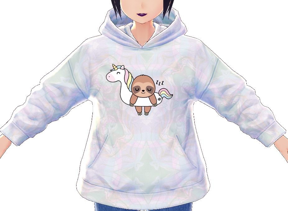 Kawaii Sleepy Sloth on Unicorn 3 piece VROID textures