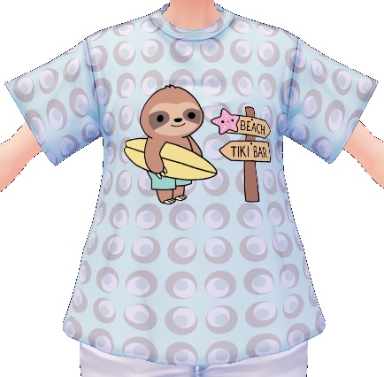 Kawaii Sloth Surfboard 3 piece VROID textures