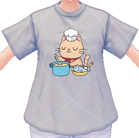 Kawaii Cat Cooking Fish 3 piece VROID textures