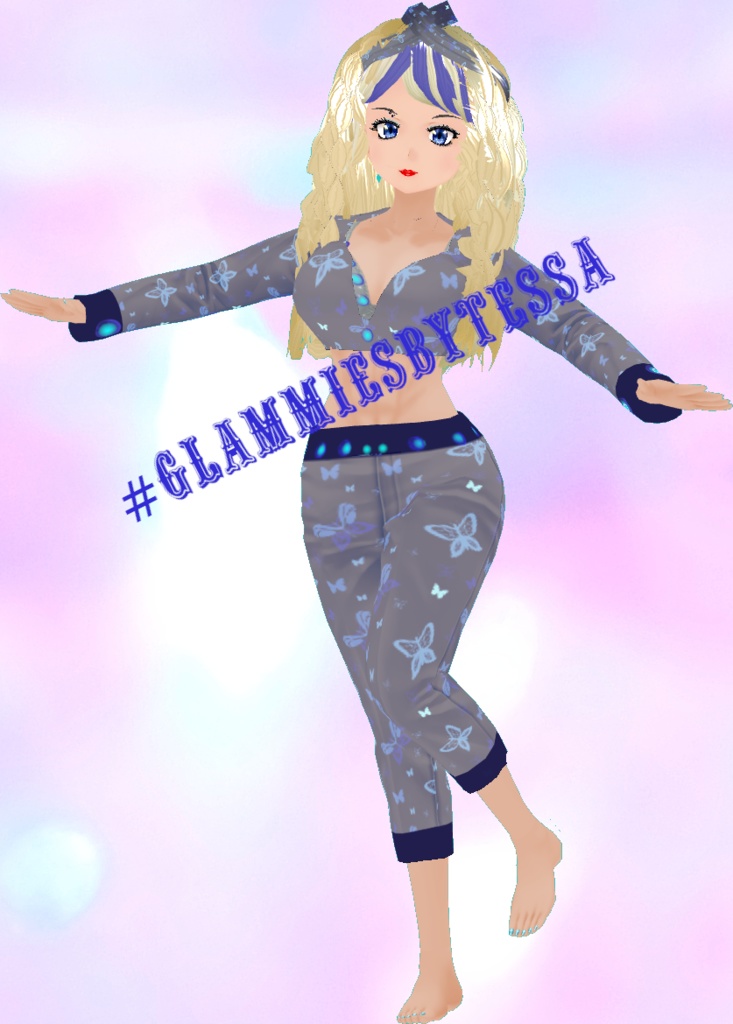 Glammies By Tessa - Blue Butterflies VROID textures