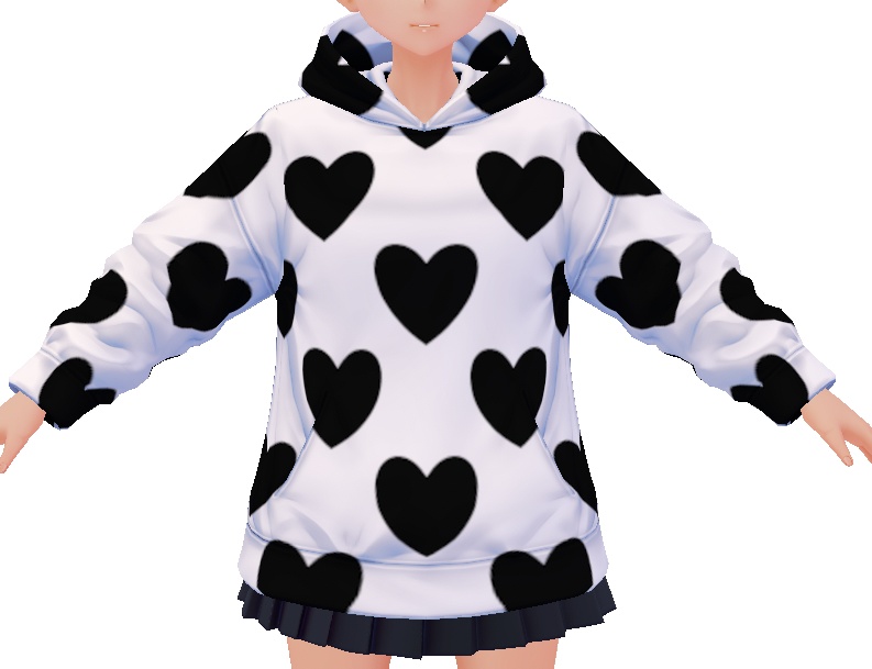 Black Hearts Pattern 3 piece VROID TEXTURES