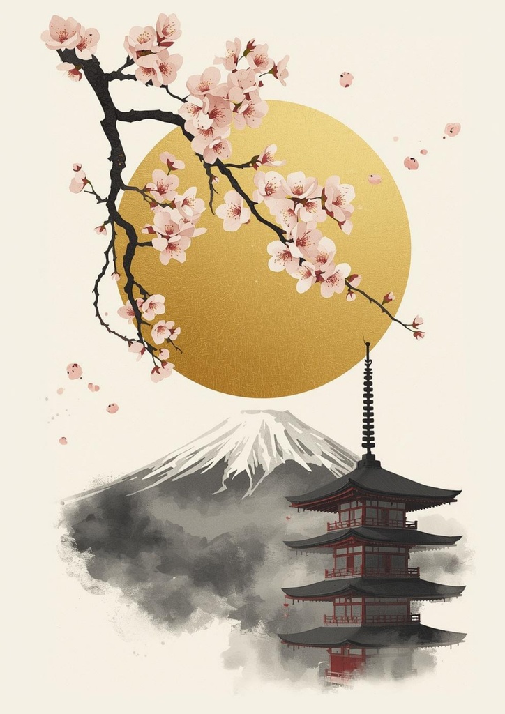 Canva 日本の桜富士山ウォールアート