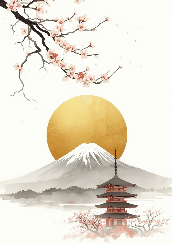 Canva 日本の桜富士山ウォールアート