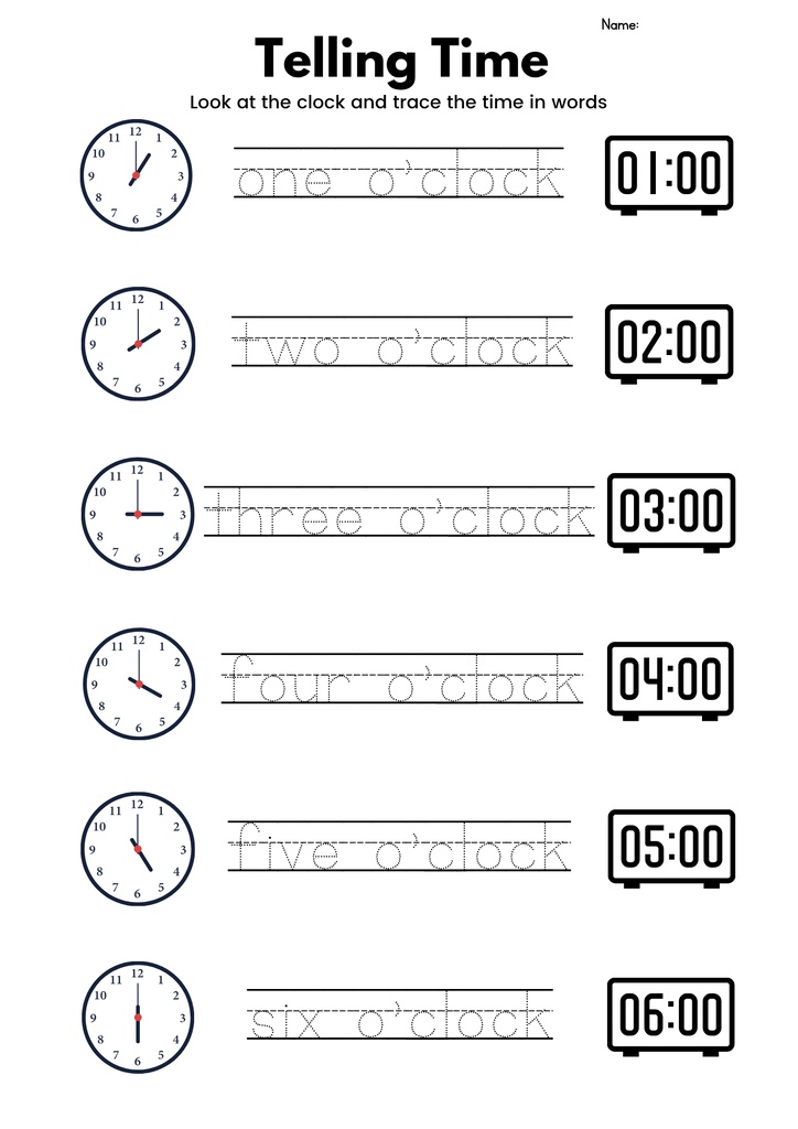 アナログとデジタルの時間を英語で練習できるワークブック