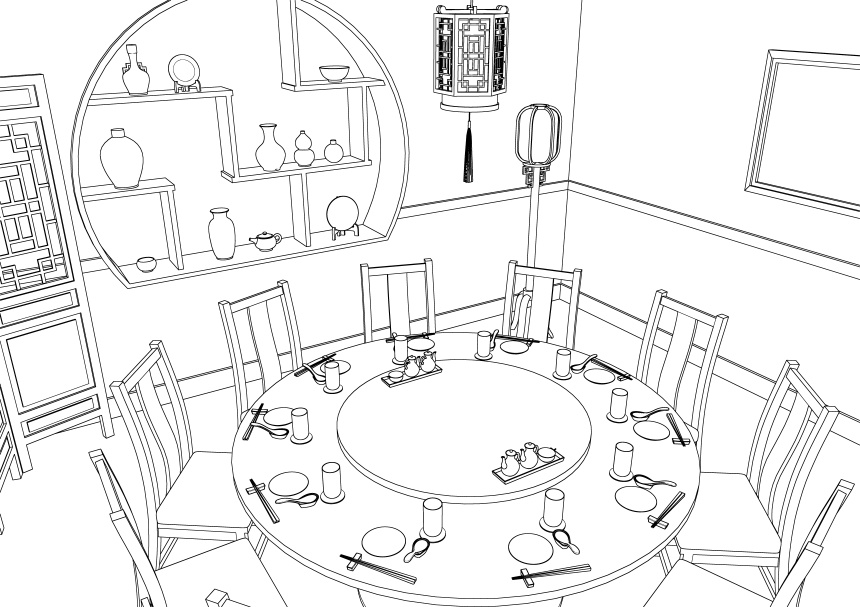 中華料理店 個室【3D】