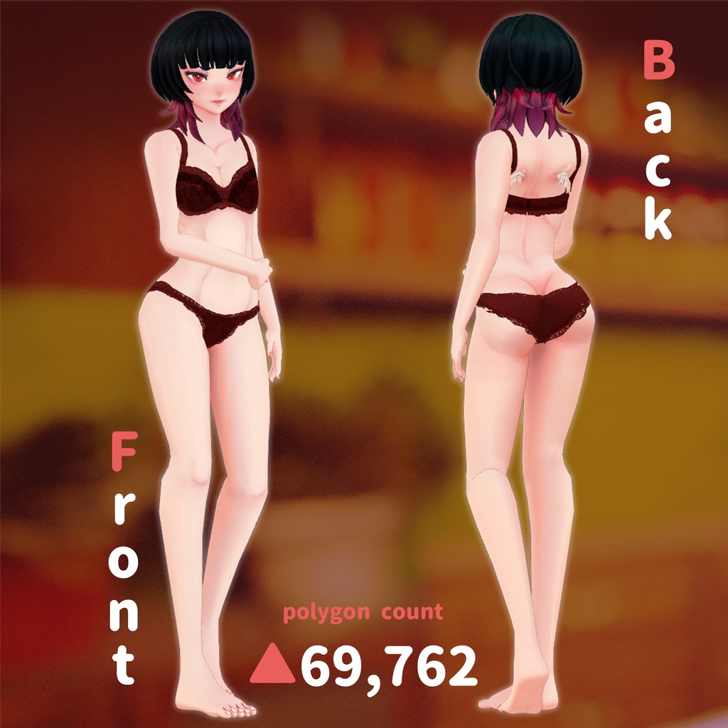 【VRC向け】深緋(こきあけ)【オリジナル3Dモデル】