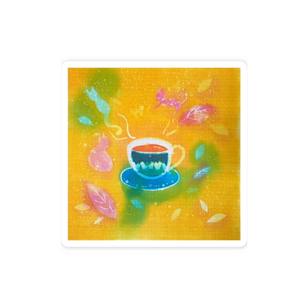 「ねこねこティーパーティー」ステッカー