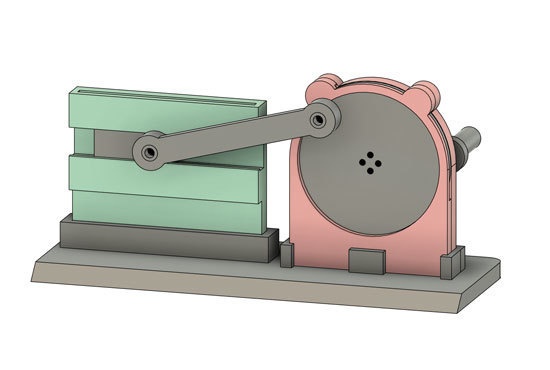 機械の仕組みを体験①(スライダクランク構造)【3Dプリンタ向け、3Dデータ】