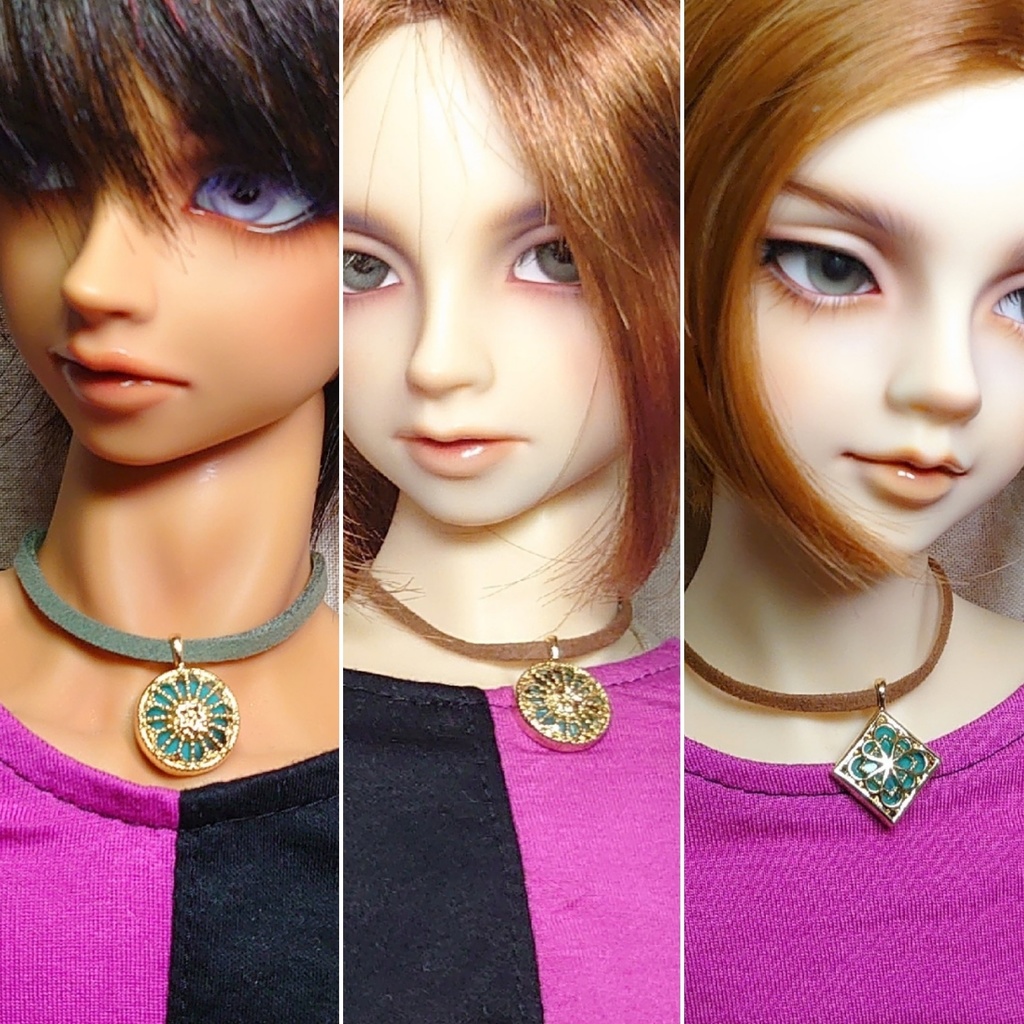 革ひものメタルチャームネックレス