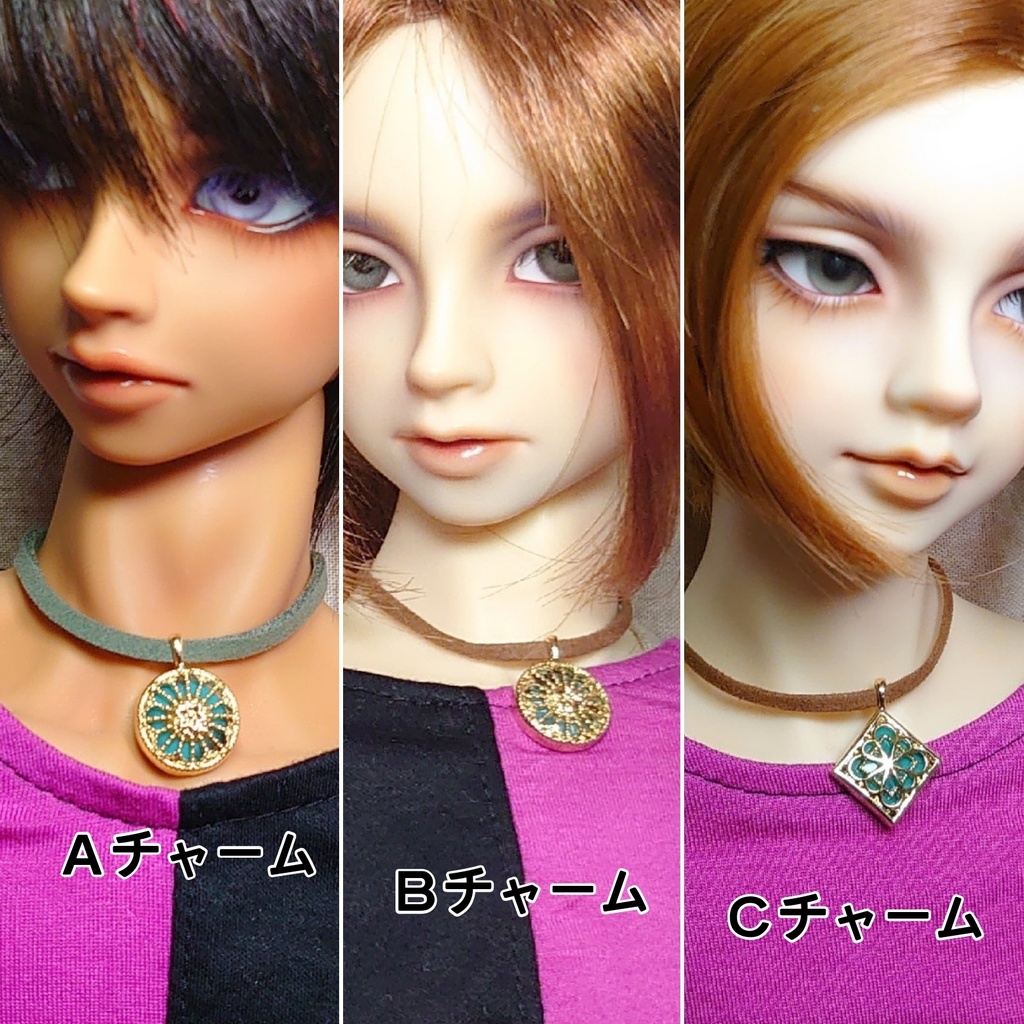 革ひものメタルチャームネックレス