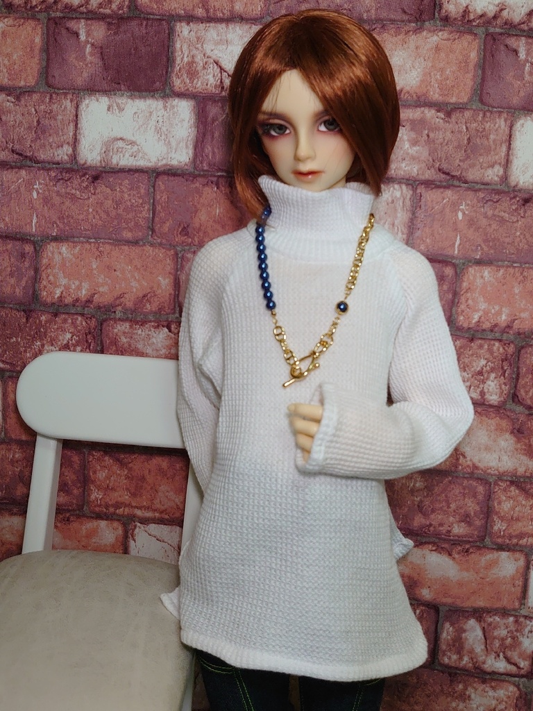 ネックレス付き ルーズネックカットソー