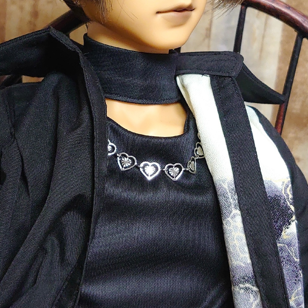 ステンレス製 Radiant hearts bracelet(ドール用ネックレス兼用)