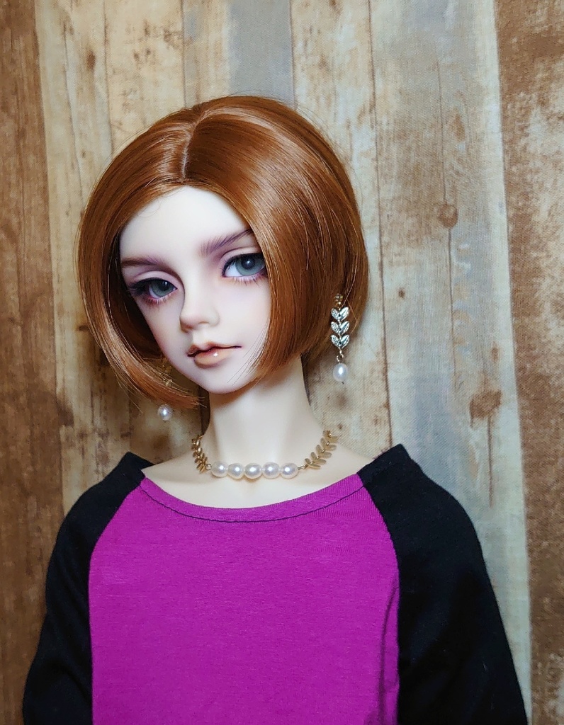 セット品 春の息吹き ~淡水パールとリーフチェーンのネックレスと耳飾り~