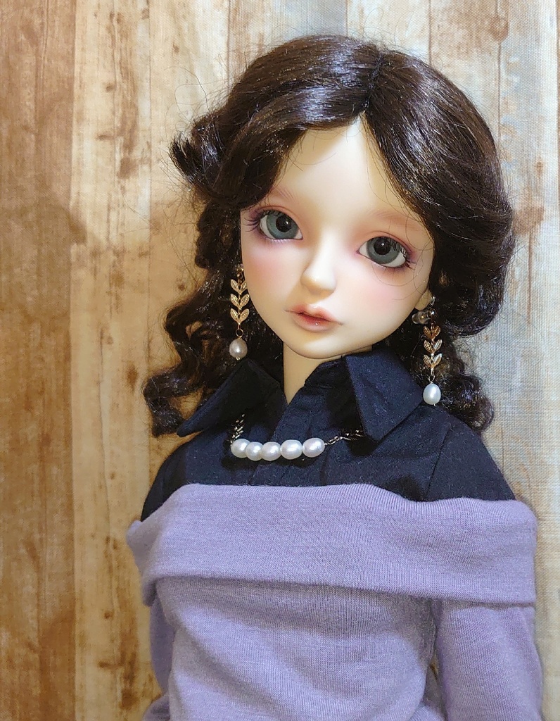 セット品 春の息吹き ~淡水パールとリーフチェーンのネックレスと耳飾り~