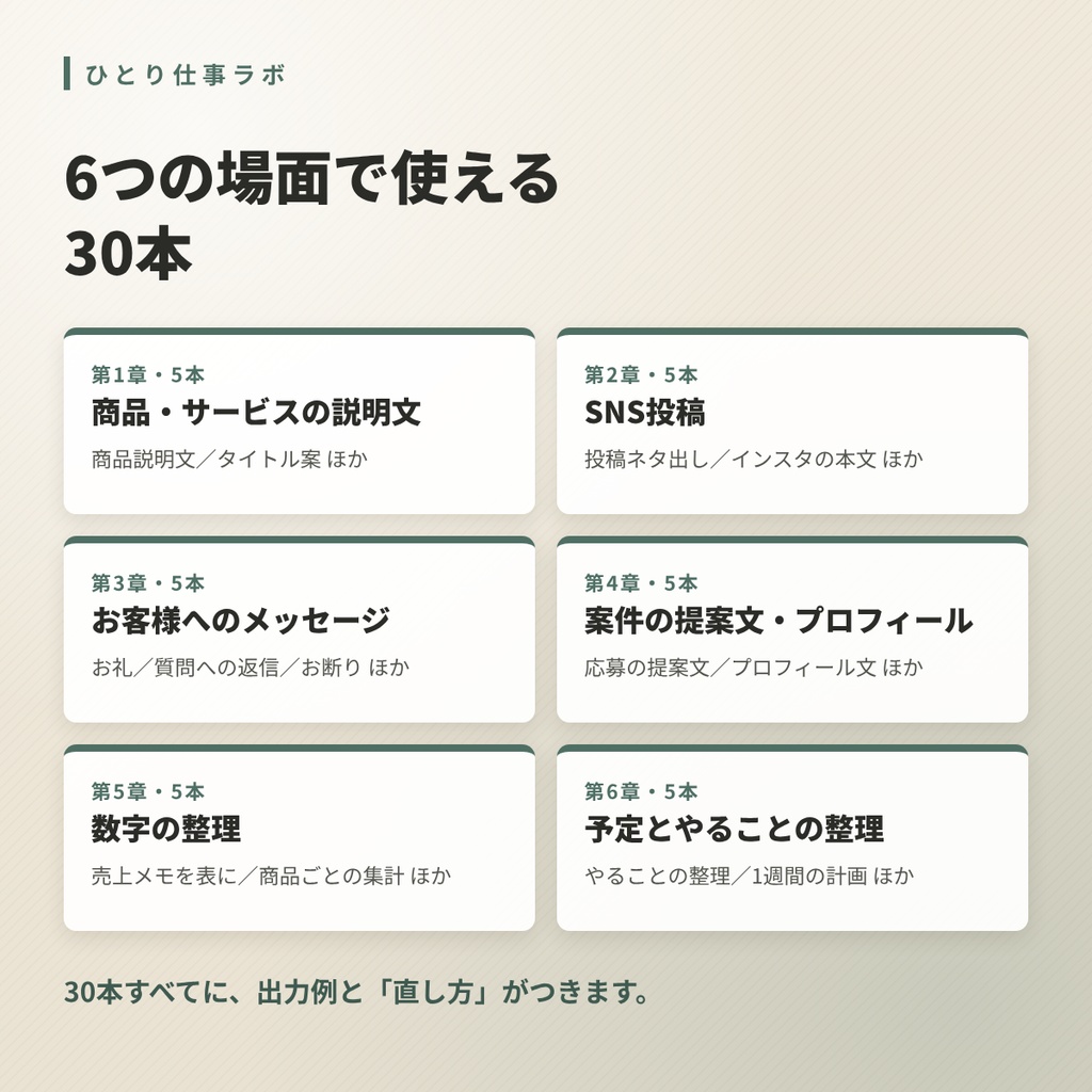 ひとり仕事のAI指示文集30|【 】を書きかえて貼るだけ