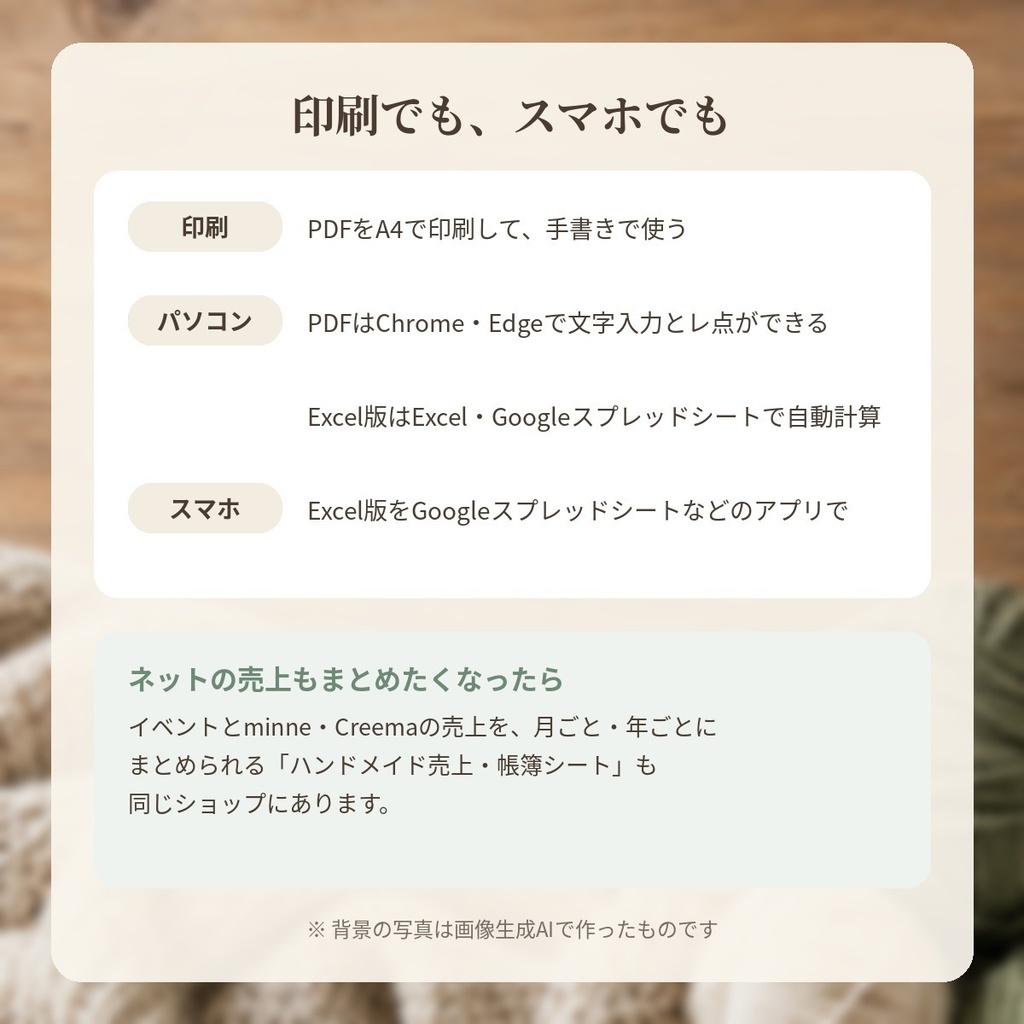 【無料】イベント出店の売上メモ&持ち物チェック表(印刷用PDF+自動計算Excel)
