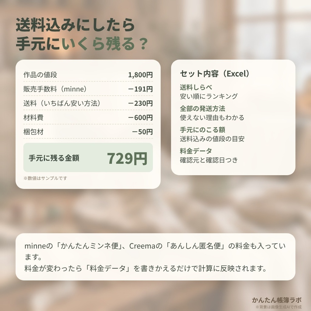 【2026年10月値上げ対応】発送方法えらび&送料しらべシート|ハンドメイド作家さん向け Excel