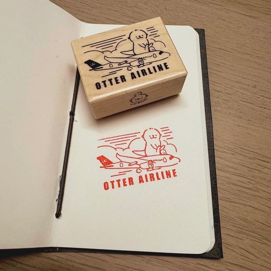 Shineカワウソ航空「Otter Airline」木製ゴム印スタンプ