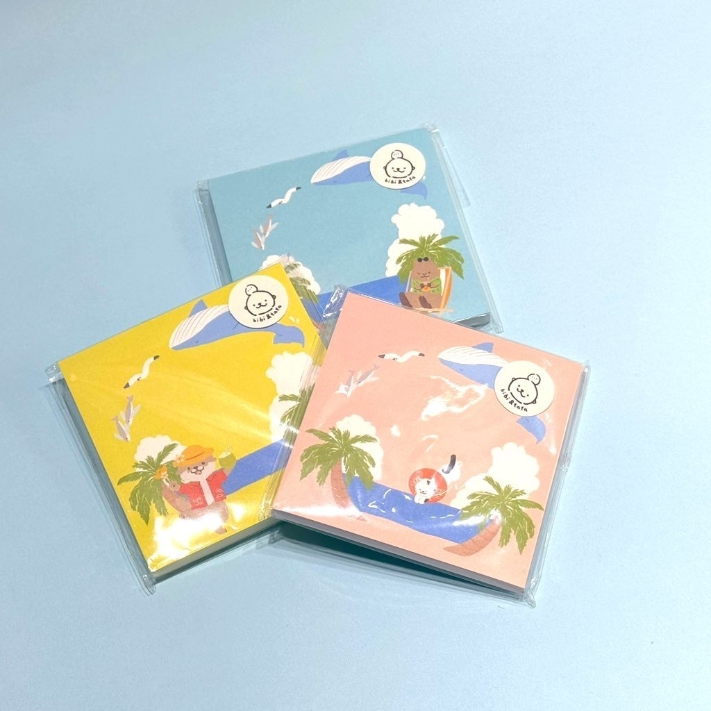 shineイラストかわいカワウソとカピバラ夏の島メモ５０枚入