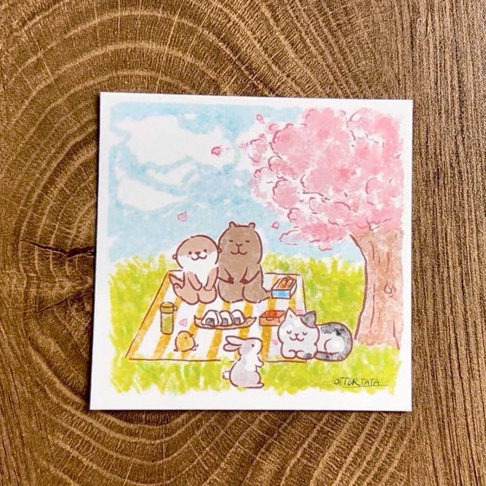 ハガキーカワウソファミリーの春分ピクニックデー