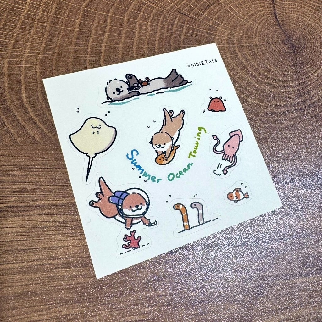 カワウソの海洋旅行ステッカー紙シール