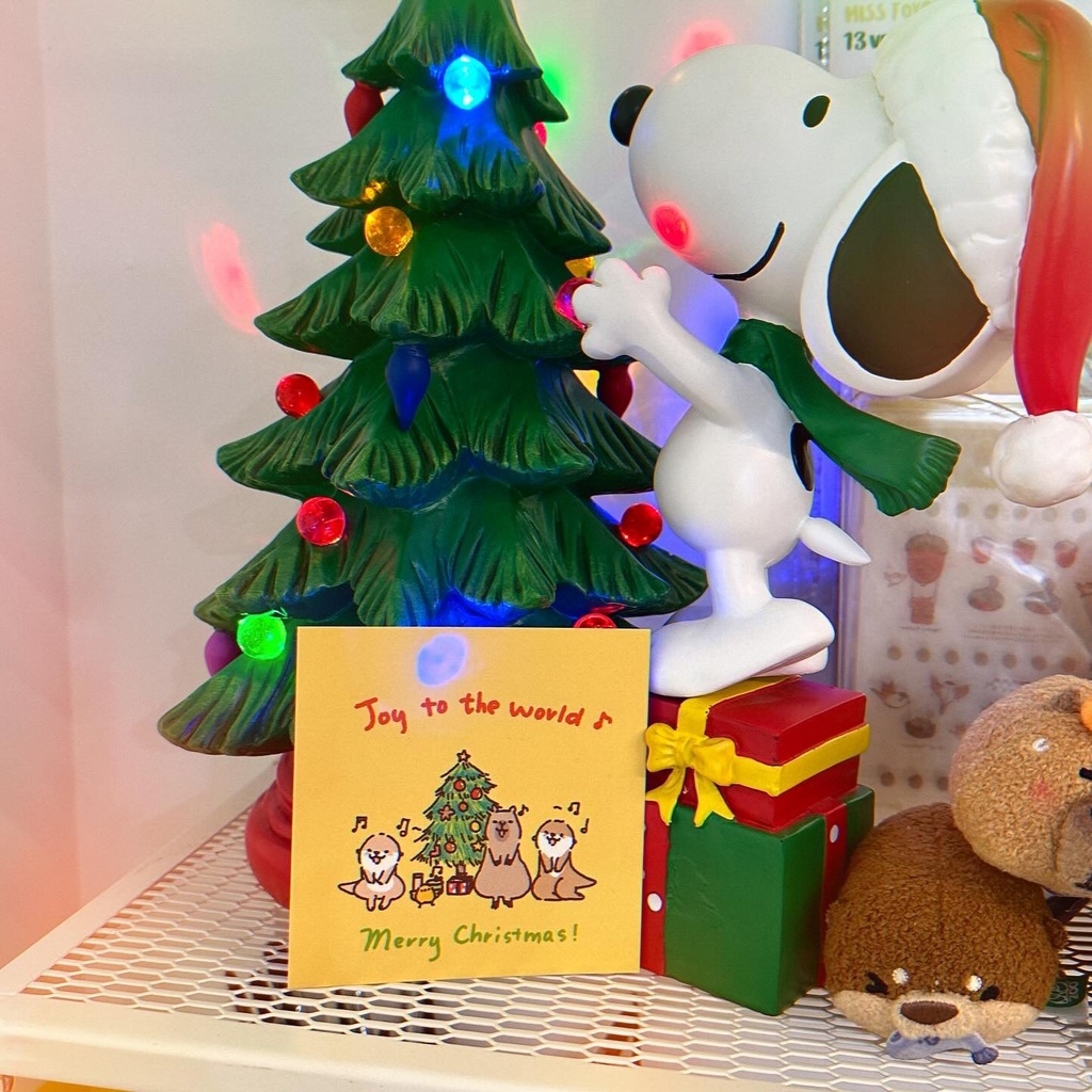 カワウソファミリのクリスマスポストカード