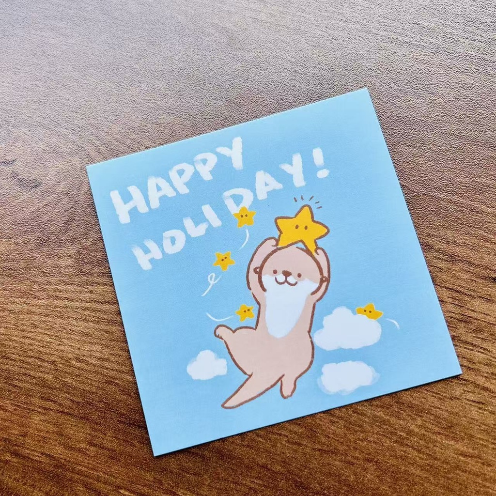 ハッピー・ホリデーカワウソポストカード