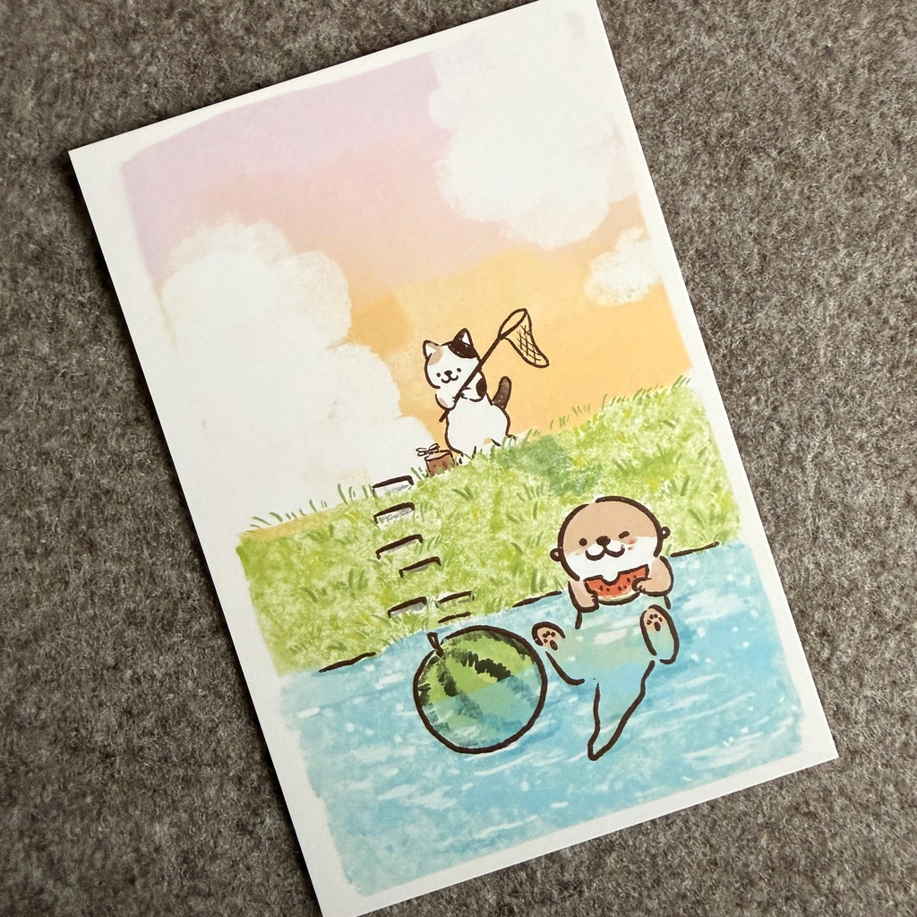 カワウソの夏休みポストカード