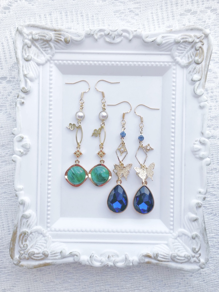 【🌈🕒】🦋⏳さん・🔑🐍さんイメージピアス(イヤリング)