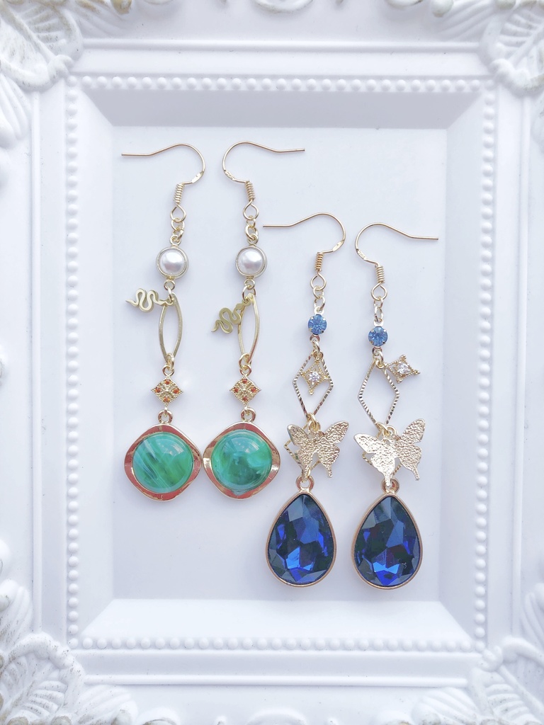 【🌈🕒】🦋⏳さん・🔑🐍さんイメージピアス(イヤリング)