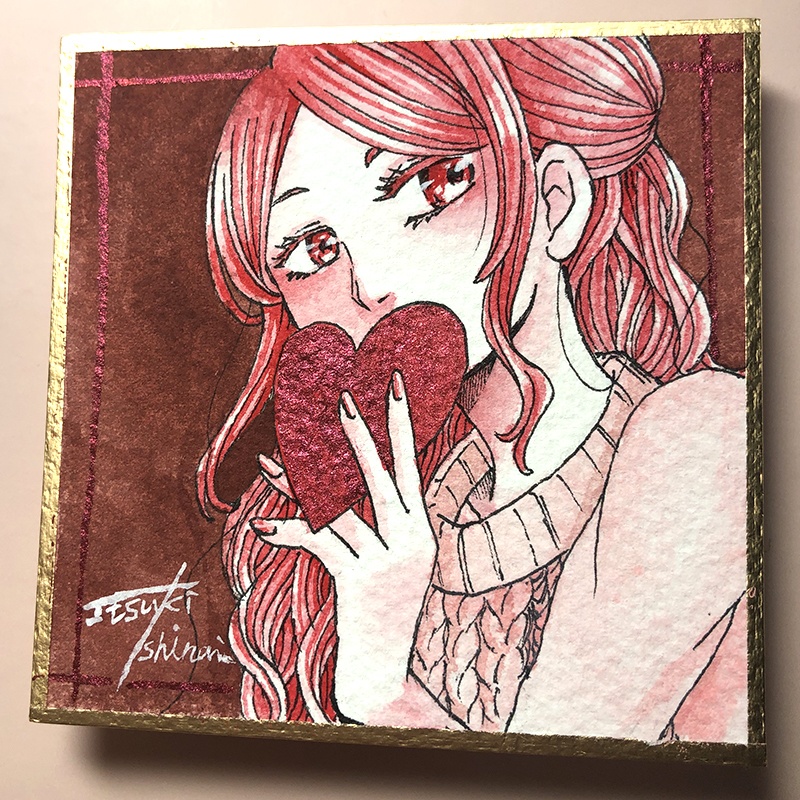 バレンタイン・ミニ色紙(原画)