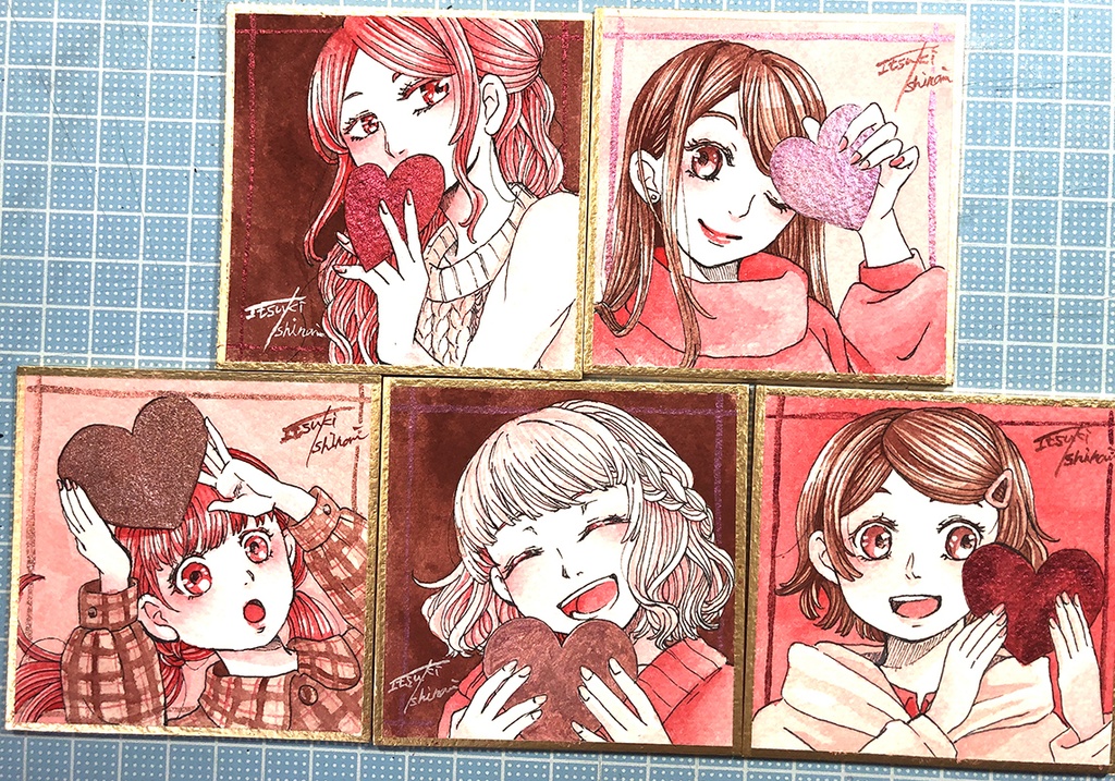 バレンタイン・ミニ色紙(原画)